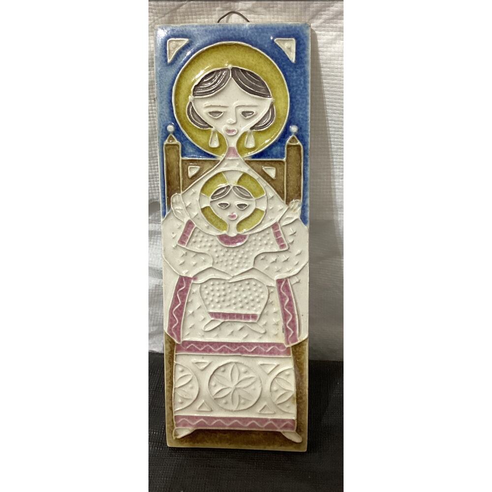 Luciano Salerno Tile Madonna And Child Hand Made